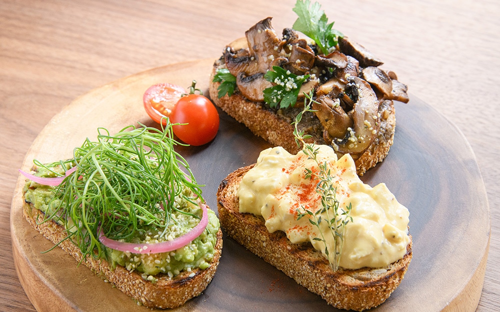 trio of vegan toasts